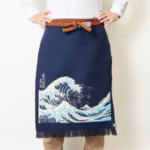 Traditionelle japanische Baumwollschürze Great Wave, MAEKAKE UKIYOE HOKUSAI