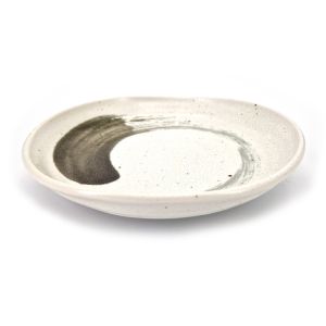 Piccolo piatto in ceramica giapponese, pennellata verde - MIDORI NO BURASHI