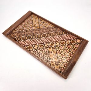 Rectangular non-slip YOSEGI tray, traditional Hakone marquetry