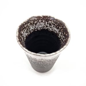 Mazagran japonais en céramique, noir tacheté blanc - HANTEN