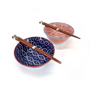 Conjunto de 2 cuencos japoneses de cerámica - KURO SAKURA