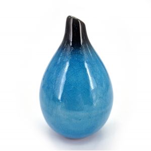 Japanese soliflore vase in ceramic, black and blue - KURO TO AO