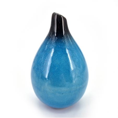 Japanese soliflore vase in ceramic, black and blue - KURO TO AO