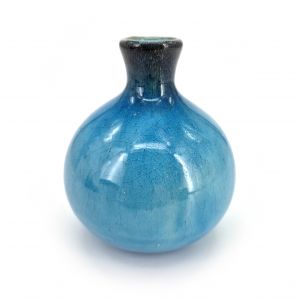 Japanische Soliflore-Vase aus Keramik, schwarz und blau – KURO TO AO-1