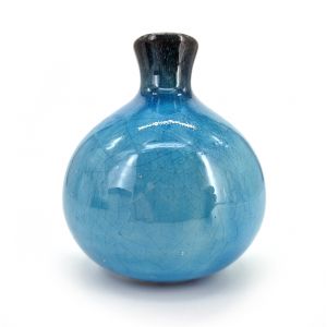 Japanese soliflore vase in ceramic, black and blue - KURO TO AO-1