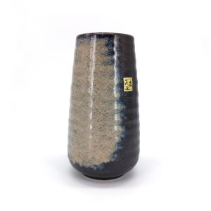 Tall Japanese vase, black and beige, SENOTAKAI KABIN