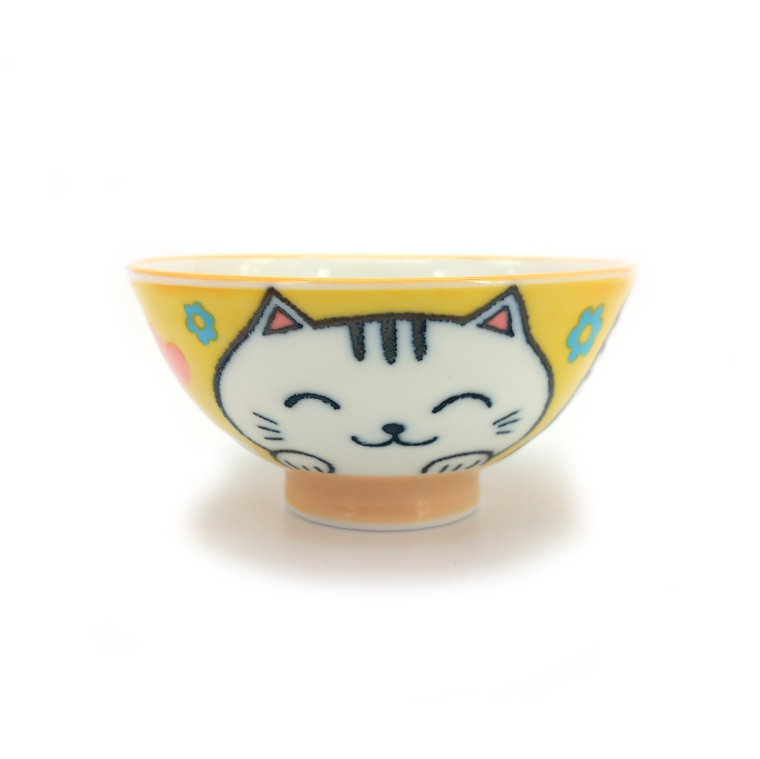 Cuenco de arroz japonés de cerámica amarilla, Kiiro MANEKINEKO