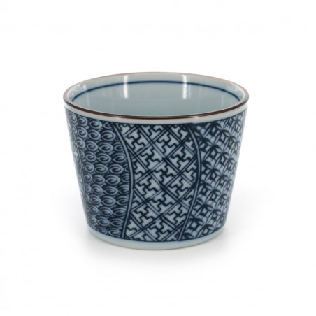 Japanese traditional colour white soba cup with blue patterns in ceramic SHONZUI