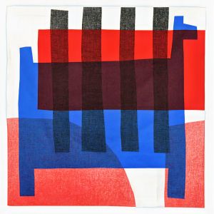 Japanese cotton furoshiki, MASARU SUZUKI, blue, STRIPE HORSE 100 x 100 cm