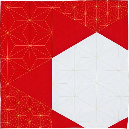 Furoshiki di cotone giapponese, ASANOHAKIKKO, rosso e oro, 70 x 70 cm