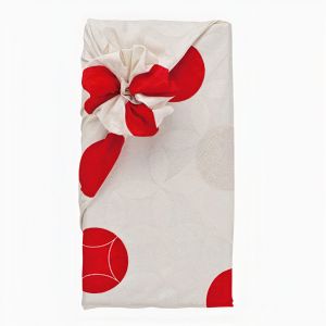 Japanisches Baumwoll-Furoshiki, SHIPPO, Rot und Gold, 70 x 70 cm