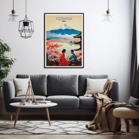 Japanese poster / illustration "FUJIYAMA" Mount Fuji, by ダヴィッド
