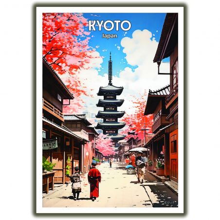 Affiche d'art de voyage vintage de Kyoto au Japon | Poster