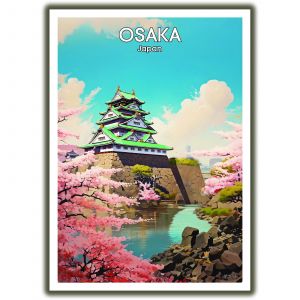 affiche / illustration japonaises "OSAKA" Château d'Osaka, by ダヴィッド