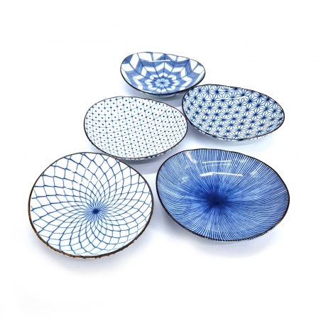 Set of 5 small oval ceramic plates - DAEN KATACHI