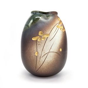 Japanese ceramic vase with golden flowers - KOGANE NO HANA