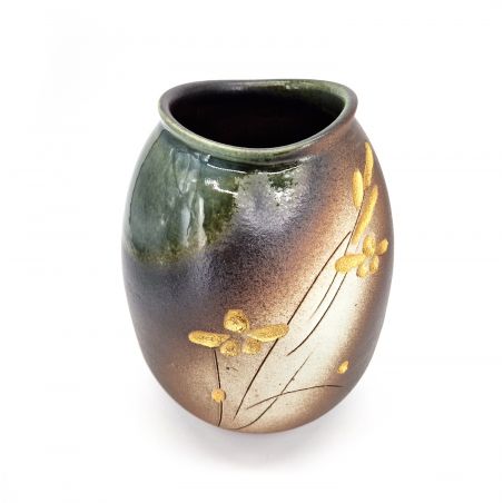 Japanese ceramic vase with golden flowers - KOGANE NO HANA