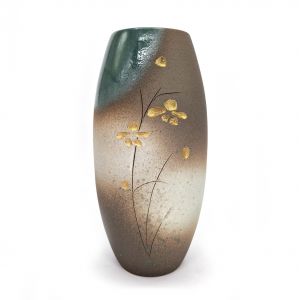 Grand vase japonais en céramique, motif Fleurs - FURAWAZU