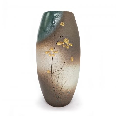 Grand vase japonais en céramique, motif Fleurs - FURAWAZU