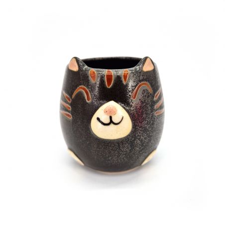 Mug japonais en céramique noir - KURO NEKO - chat