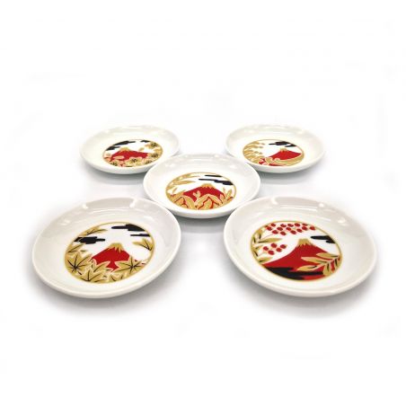 Set of 5 small ceramic plates - FUJISAN