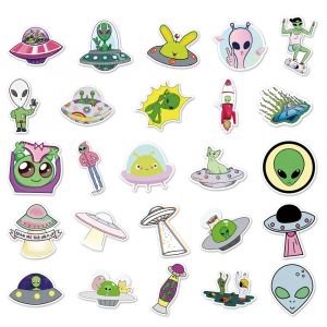 Lot von 50 japanischen Aufklebern, Kawaii-Alien-Aufkleber-CHIKYU GAI NO