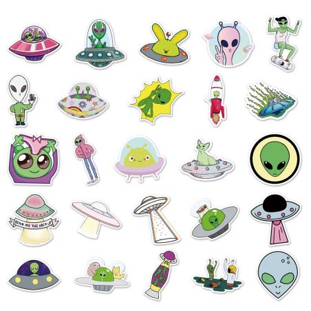 Lote de 50 stickers japoneses, stickers alienígenas Kawaii-CHIKYU GAI NO