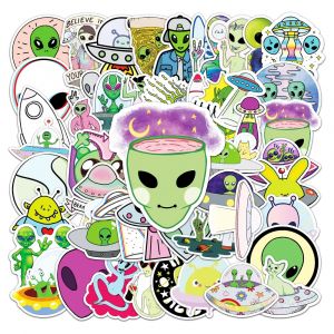 Lot von 50 japanischen Aufklebern, Kawaii-Alien-Aufkleber-CHIKYU GAI NO