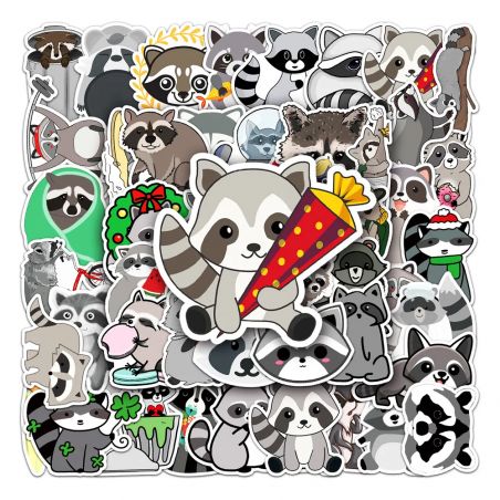 Set de 50 pegatinas japonesas, Kawaii Raccoon Stickers - TANUKI