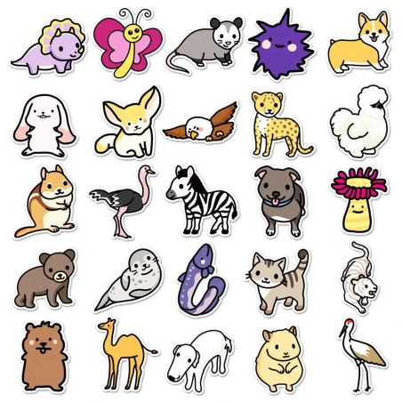 Lot de 50 autocollants japonais,Stickers Kawaii Animaux- DOBUTSU