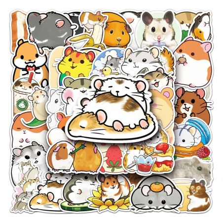 Lot de 50 autocollants japonais,Stickers Kawaii Hamster-HAMUSUTA