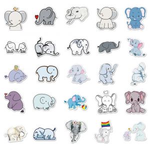 Lote de 50 pegatinas japonesas, Kawaii Elephant Stickers-ZO