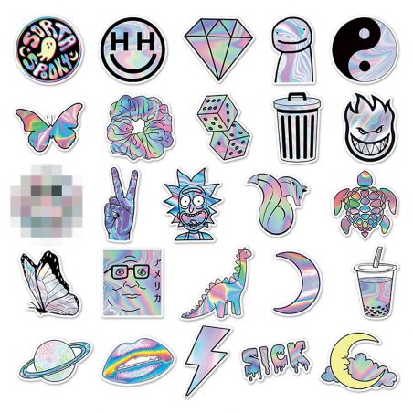 Lot of 50 Japanese stickers, Kawaii reflection stickers-HANSHA