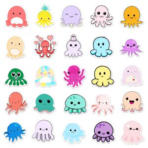 Lot of 50 Japanese stickers, Kawaii octopus stickers-TAKO