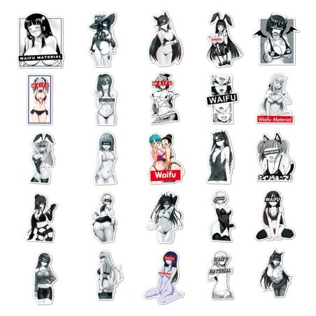 Lote de 50 stickers japoneses, stickers Kawaii-WAIFU