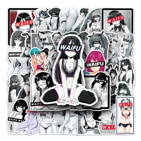 Lote de 50 stickers japoneses, stickers Kawaii-WAIFU
