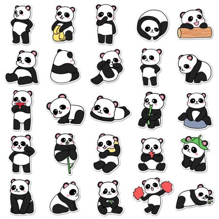 Lot de 50 autocollants japonais,Stickers Kawaii-PANDA