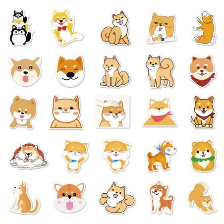 Set of 50 Japanese stickers, Kawaii Shiba Dog Stickers-SHIBAINU
