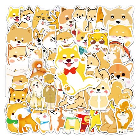 Set of 50 Japanese stickers, Kawaii Shiba Dog Stickers-SHIBAINU