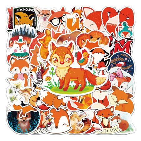 Lotto di 50 adesivi giapponesi, Kawaii Fox Stickers-KITSUNE