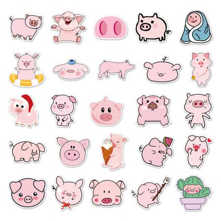 Set de 50 pegatinas japonesas, Kawaii Pig Stickers-BUTA