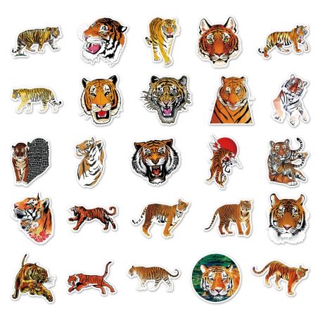 Lot de 50 autocollants japonais,Stickers Kawaii Tigre-TORA