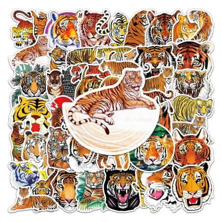 Set de 50 pegatinas japonesas, Kawaii Tiger Stickers-TORA