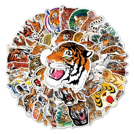 Set di 50 adesivi giapponesi, Kawaii Tiger Stickers-TORA