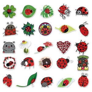 Lotto di 50 adesivi giapponesi, Kawaii Ladybug Stickers-TENTOCHU