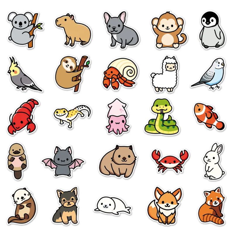 Lot of 50 Japanese stickers, Kawaii Cat Stickers 1-NEKO 1