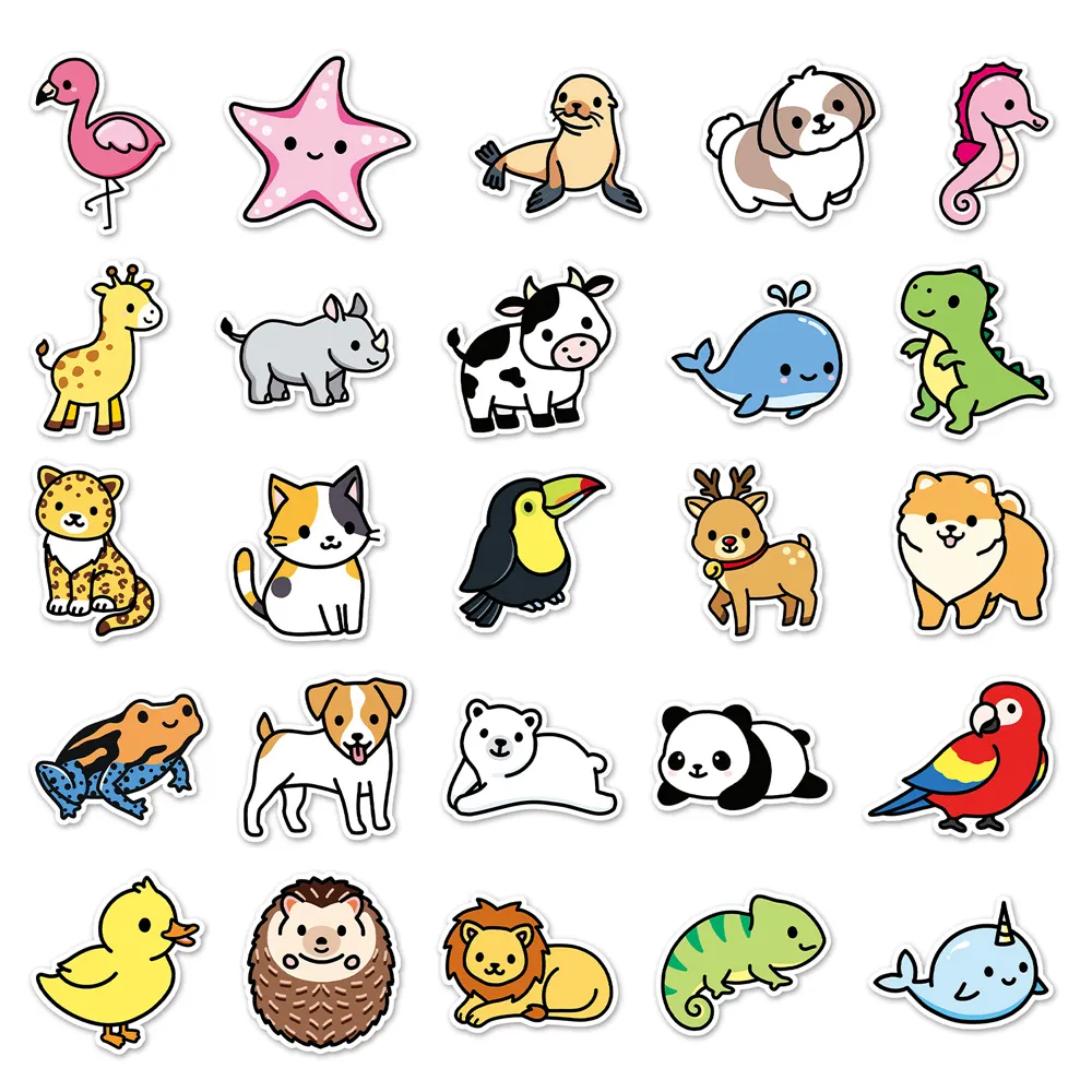 Set of 50 Japanese stickers, Kawaii Animal Stickers 1- DOBUTSU 1
