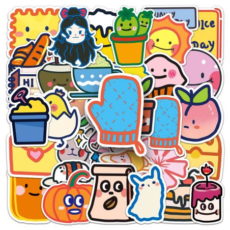 Lot of 50 Japanese stickers, Kawaii Daily Stickers-MAINICHI