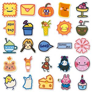 Lot of 50 Japanese stickers, Kawaii Daily Stickers-MAINICHI