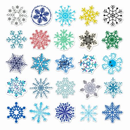 Lot de 50 autocollants japonais,Stickers Kawaii Flocons de neige-YUKINOKESSHO